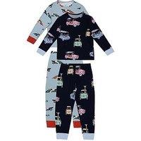 Chelsea Peers Kids 2 Pack Vehicles Long Sleeve Crew Neck Pyjamas - Blue