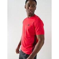 Adidas Mens Training Workout Essentials Base 3-Stripe T-Shirt - Red