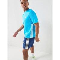 Adidas Mens Training Workout Essentials Base 3-Stripe T-Shirt - Blue