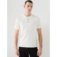 Pretty Green Zephlyn Texture Short Sleeve Grandad T-Shirt - White