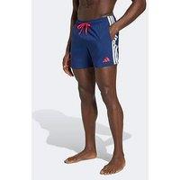Adidas Mens Swim 3 Stripe 5 Inch Swim Short - Navy