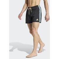 Adidas Mens Swim 3 Stripe 5 Inch Swim Short - Black