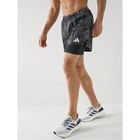Adidas Mens Running Melange Pack 2In1 Shorts - Grey
