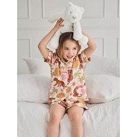 Chelsea Peers Kids Mini Me Siesta Tiger Cheesecloth Shorty Pyjamas - Light Cream