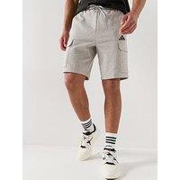 Adidas Sportswear Men'S Essentials Feelcozy Fleece Cargo Shorts - Grey