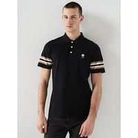 Pretty Green Stratosphere Stripe Tipped Short Sleeve Polo Shirt - Black
