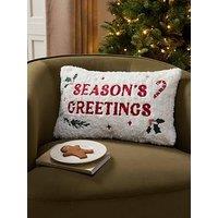 The Very Collection Christmas Embroidered Faux Fur Cushion