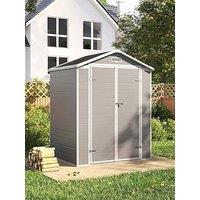 Living And Home 6X4 Ft Garden Plastic Apex Storage Shed With Black Roof