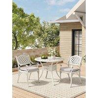Living And Home Set Of 3 Cast Aluminum Garden Bistro Set With Cushions