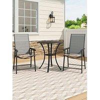 Living And Home Round Patio Dining Table With 2 Piece Foldable Chairs