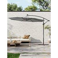 Living And Home 3M Outdoor 32 Led Lighted Patio Parasol With Cross Base Light Grey