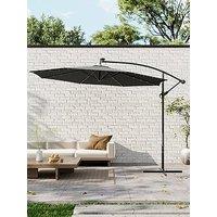 Living And Home 3M Outdoor 32 Led Lighted Patio Parasol With Cross Base Dark Grey