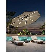 Living And Home 3M Outdoor Solar Powered Led Parasol With Plastic Fillable Base Beige