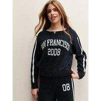 New Look 915 Girls San Francisco Logo Slash Neck Jumper - Navy