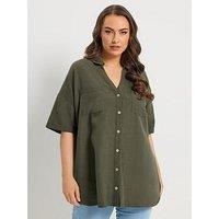Yours Curve Desert Shirt - Green