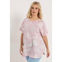 Yours Curve Linen Boxy Top - Pink