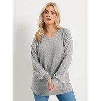 Yours Curve Soft Touch Long Sleeve Jumper - Grey