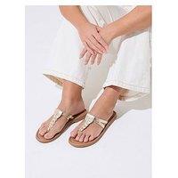 Yours Wide Fit Plaited Toe Sandals- Gold