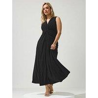 Yours Curve Knot Front Sleeveless Maxi Dress - Black