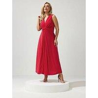 Yours Curve Knot Front Sleeveless Maxi Dress - Red