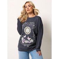 Yours Curve Sun & Moon Sweatshirt - Grey