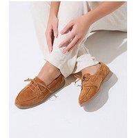 Yours Extra Wide Fit Flexi Boat Shoes - Brown