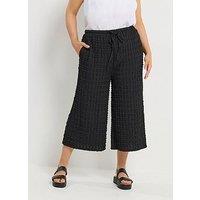Yours Curve Bubble Textured Wide Leg Crops - Black