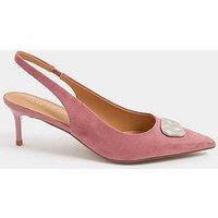 Long Tall Sally Hammered Trim Sling Back Court Heel - Pink