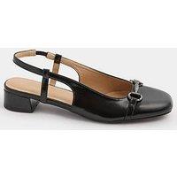 Long Tall Sally Snaffle Trim Square Toe Block Heel - Black