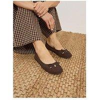 Long Tall Sally Suedette Ballet Flat Shoes - Brown