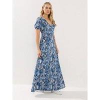 Long Tall Sally Abstract Wrap Maxi Dress - Blue