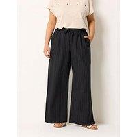 Yours Curve Textured Woven Wide Leg Trousers 28" - Black