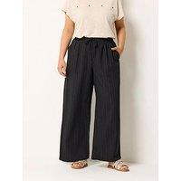Yours Curve Textured Woven Wide Leg Trousers 30" - Black