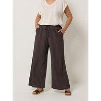 Yours Curve Textured Woven Wide Leg Trousers 30 - Brown