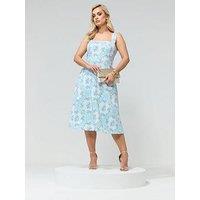 Yours Curve Scarf Square Neck Skater Dress - White