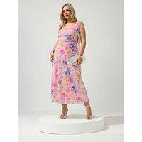 Yours Curve Floral Ruffle Shoulder Maxi Dress