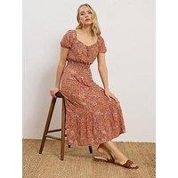 Long Tall Sally Floral Gypsy Midaxi Dress - Orange