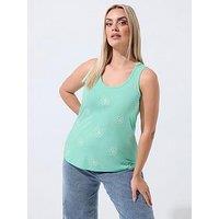 Yours Curve Embroidered Floral Vest - Blue