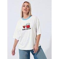 Yours Curve 3D Embroidery T-Shirt - White