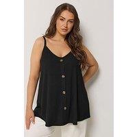 Yours Curve Ribbed Swing Cami - Black