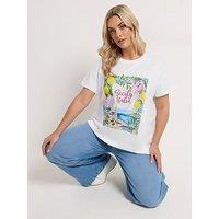 Yours Curve Placement Core T-Shirt - White