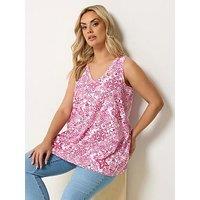 Yours Curve Cotton Slub V-Neck Longline Vest - Pink