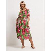 Yours Curve Gypsy Bardot Midaxi Dress - Green