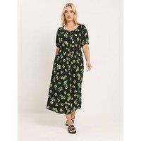 Yours Curve Sunflower Print Gypsy Midaxi Dress