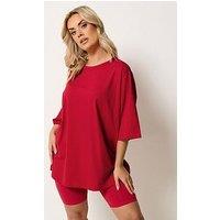Yours Curve Boxy T-Shirt - Red