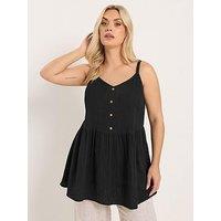 Yours Curve Cheesecloth Smock Cami - Black