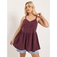 Yours Curve Cheesecloth Smock Cami - Purple