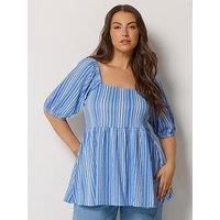 Yours Curve Square Neck Striped Peplum Top