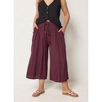Yours Curve Scallop Crinkle Cropped Trousers - Purple