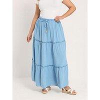 Yours Curve Tiered Chambray Maxi Skirt